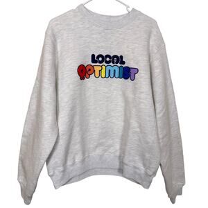 Madhappy Local Optimist Sweatshirt Ash Gray Crewneck Pullover Rainbow Small NWT